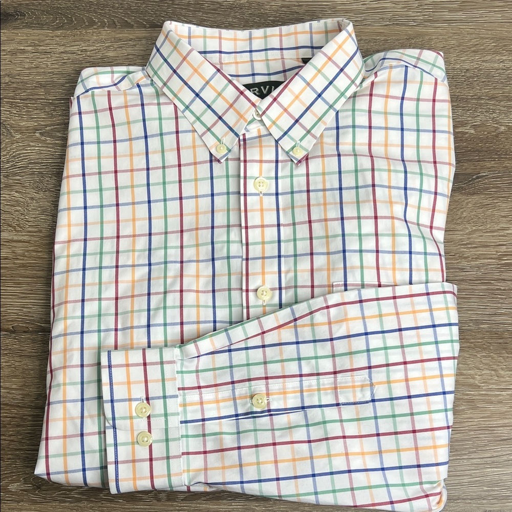 Orvis Plaid Button-Down Shirt | Multicolor Windowpane | 100% Cotton | Men’s XL